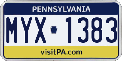 PA license plate MYX1383