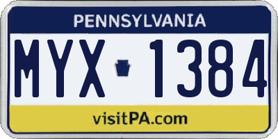 PA license plate MYX1384