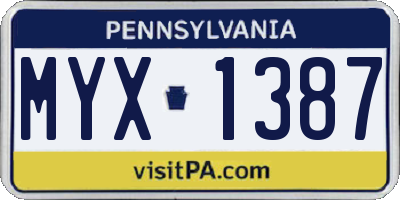 PA license plate MYX1387