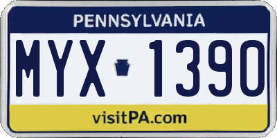 PA license plate MYX1390