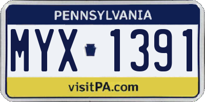 PA license plate MYX1391