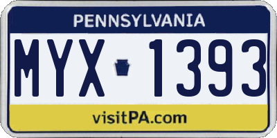 PA license plate MYX1393