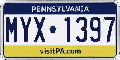 PA license plate MYX1397
