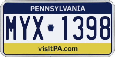 PA license plate MYX1398