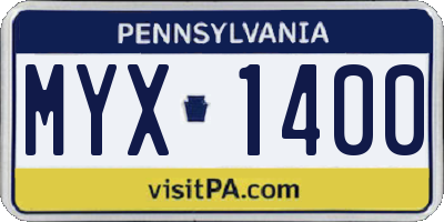 PA license plate MYX1400