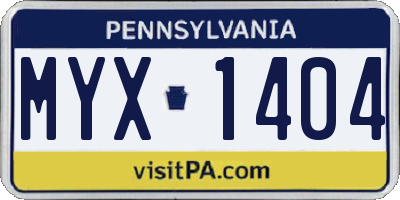 PA license plate MYX1404