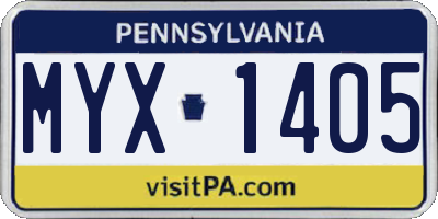 PA license plate MYX1405