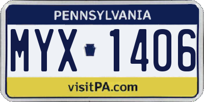 PA license plate MYX1406