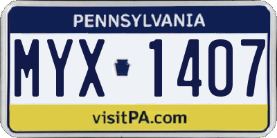 PA license plate MYX1407
