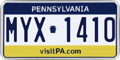PA license plate MYX1410