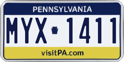 PA license plate MYX1411
