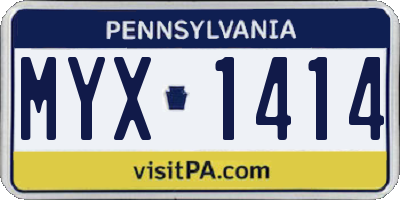 PA license plate MYX1414