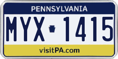 PA license plate MYX1415