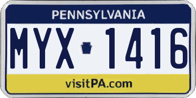PA license plate MYX1416