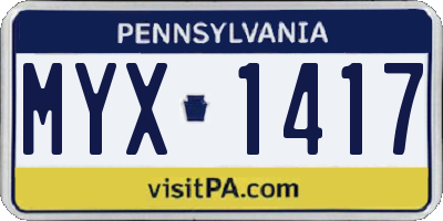 PA license plate MYX1417