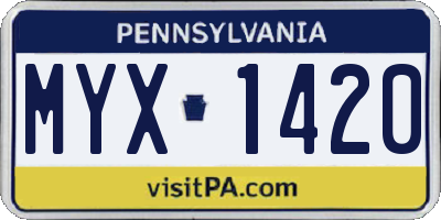 PA license plate MYX1420