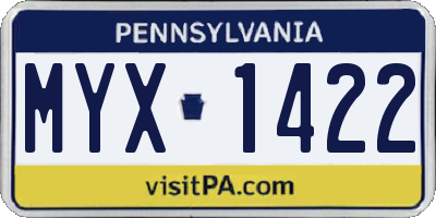 PA license plate MYX1422