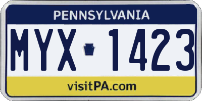 PA license plate MYX1423