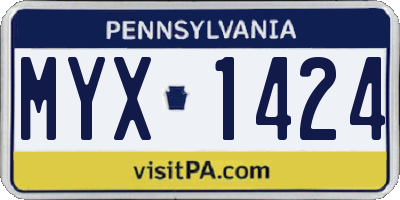 PA license plate MYX1424