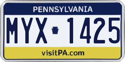 PA license plate MYX1425