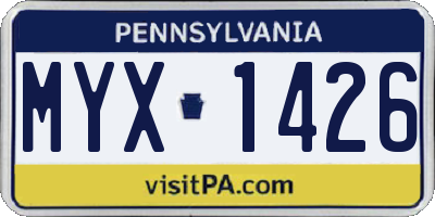 PA license plate MYX1426