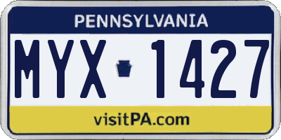 PA license plate MYX1427