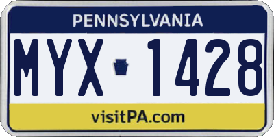 PA license plate MYX1428
