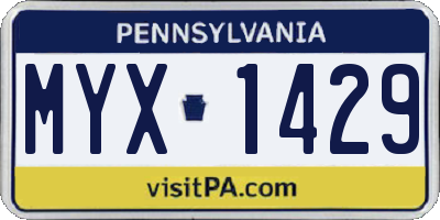PA license plate MYX1429