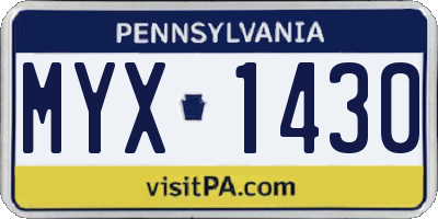PA license plate MYX1430