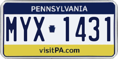 PA license plate MYX1431