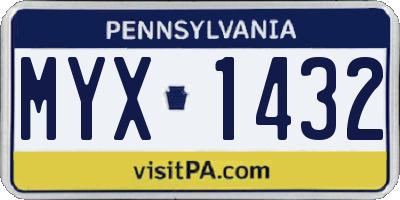 PA license plate MYX1432