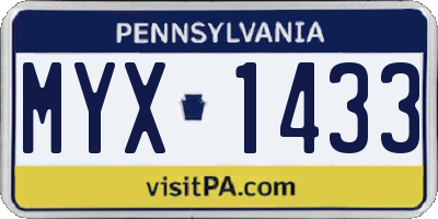 PA license plate MYX1433