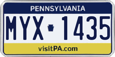PA license plate MYX1435