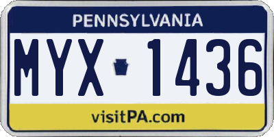 PA license plate MYX1436