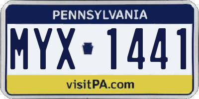 PA license plate MYX1441