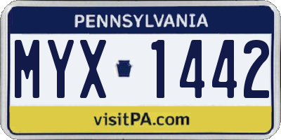 PA license plate MYX1442