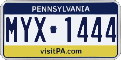 PA license plate MYX1444