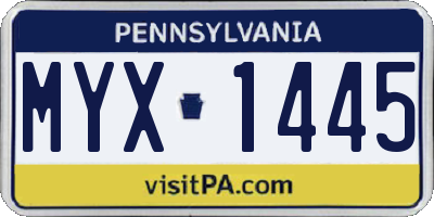 PA license plate MYX1445