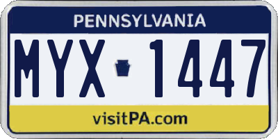 PA license plate MYX1447