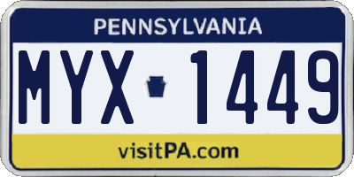 PA license plate MYX1449