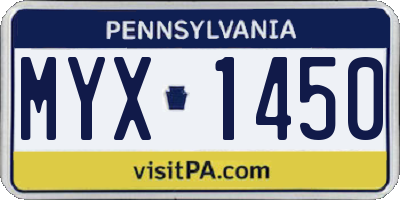 PA license plate MYX1450