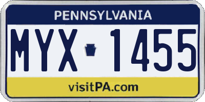 PA license plate MYX1455