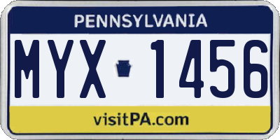 PA license plate MYX1456