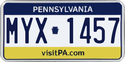 PA license plate MYX1457