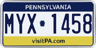 PA license plate MYX1458