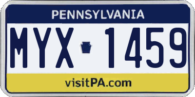 PA license plate MYX1459