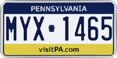 PA license plate MYX1465