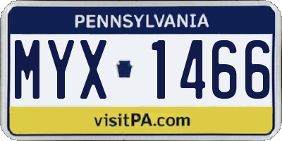 PA license plate MYX1466