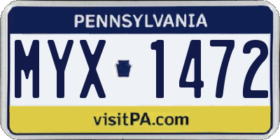 PA license plate MYX1472