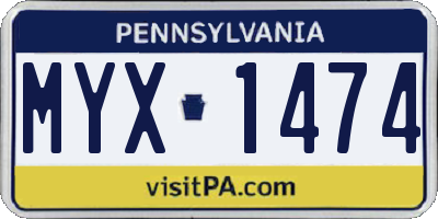 PA license plate MYX1474